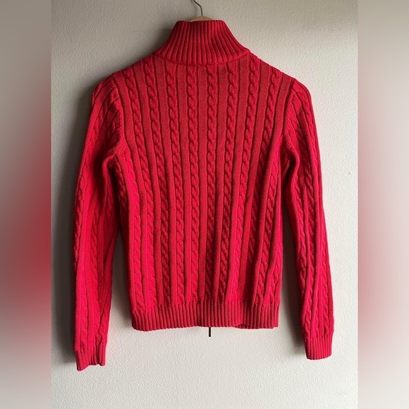 Lauren Ralph Lauren Women’s Red Full Zip Long Sleeve Pockets Sweater Size XS - Picture 8 of 13